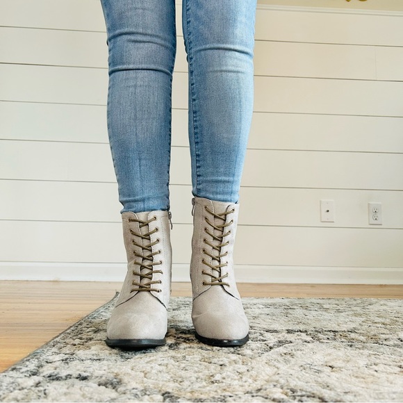 *SOLD* Baylor Lace-Up Grey Booties - Picture 5 of 15